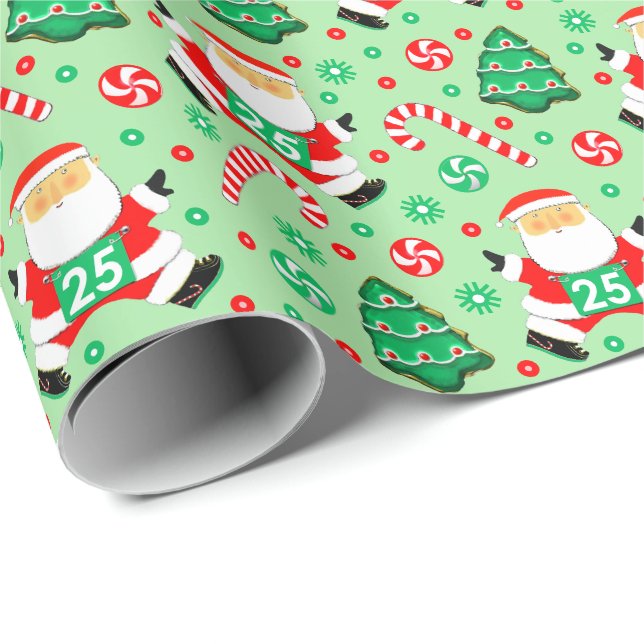 Running Runner Christmas Gift Wrapping Paper (Roll Corner)