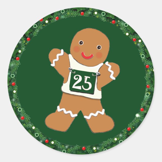 Running Runner Christmas Holiday Classic Round Sticker (Front)