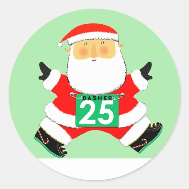 Running Runner Christmas Holiday Classic Round Sticker (Front)
