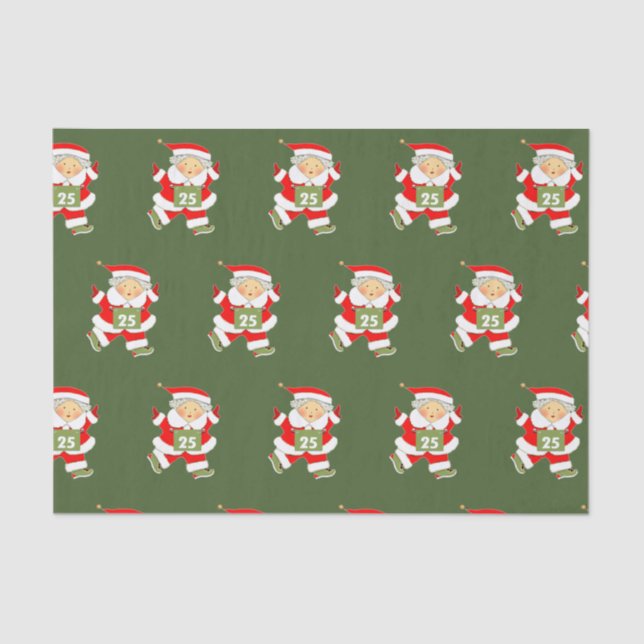 Running Runner Christmas Holiday Tissue Paper (Front)