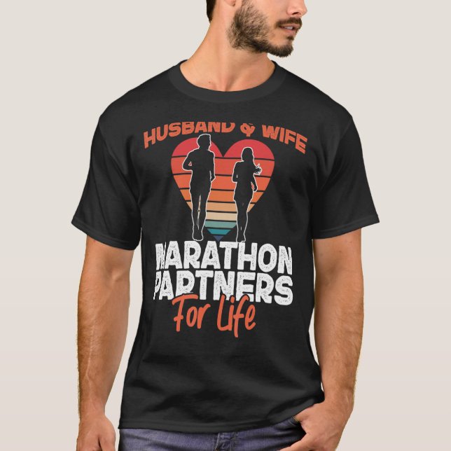 Running Runner Half Marathon Wedding Marriage Husb T-Shirt (Front)