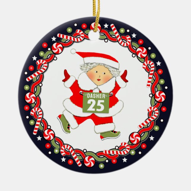 Running Runner Holiday Gift Ceramic Tree Decoration (Front)