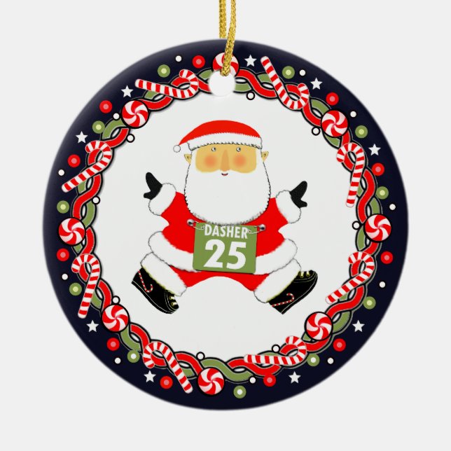 Running Runner Holiday Gift Ceramic Tree Decoration (Front)