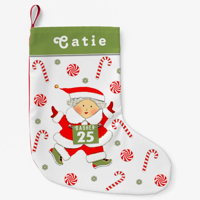 Running Runner Holiday Gift Small Christmas Stocking (Front)