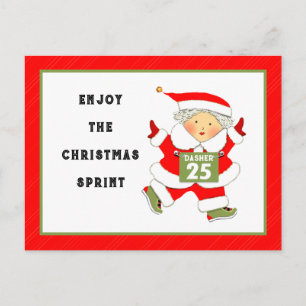 Running Runners Christmas Holiday Postcard