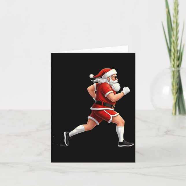 Running Santa Christmas Graphic Runner Run Maratho Card (Front)