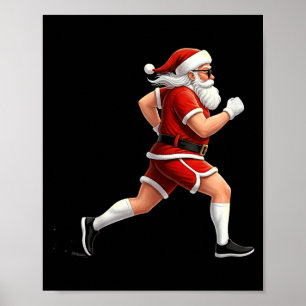 Running Santa Christmas Graphic Runner Run Maratho Poster