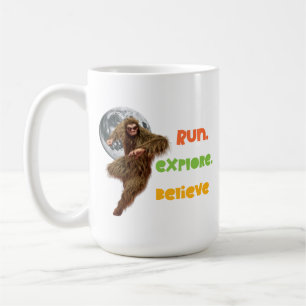 Running Sasquatch Adventure Believe Design Coffee Mug