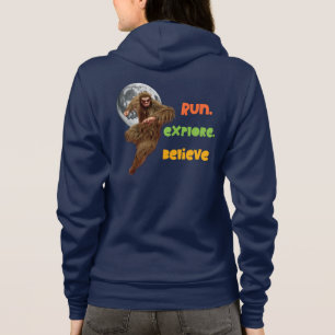 Running Sasquatch Adventure Believe Design Hoodie