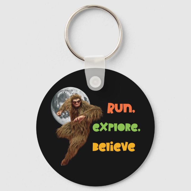 Running Sasquatch Adventure Believe Design Key Ring (Front)