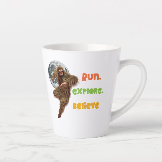 Running Sasquatch Adventure Believe Design Latte Mug (Right)