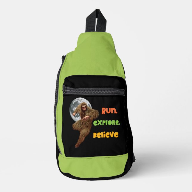 Running Sasquatch Adventure Believe Design Sling Bag (Front)