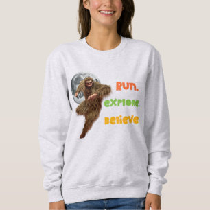 Running Sasquatch Adventure Believe Design Sweatshirt