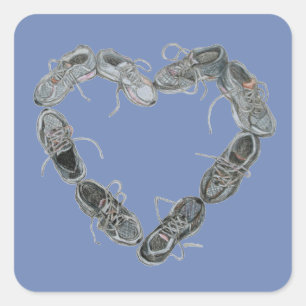 Running Shoe Art Stickers - Run Love Heart