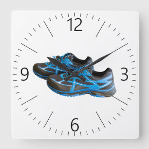 Running shoes square wall clock