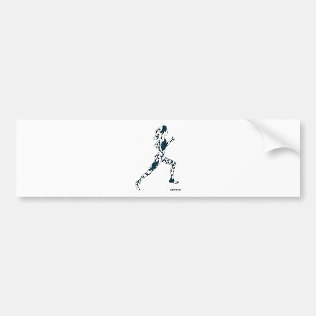 Running Silhouette - Floral Bumper Sticker (Front)
