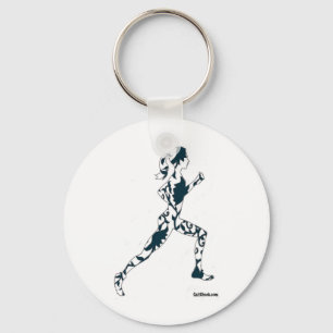 Running Silhouette - Floral Key Ring