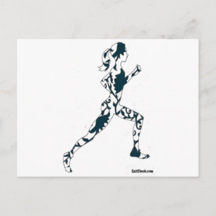 Running Silhouette - Floral Postcard