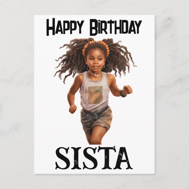 Running sista black girl magic melanin runner holiday postcard (Front)