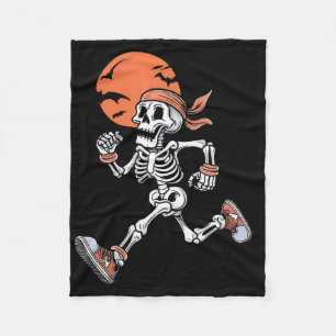 Running Skeleton Funny Halloween Costume Men Women Fleece Blanket