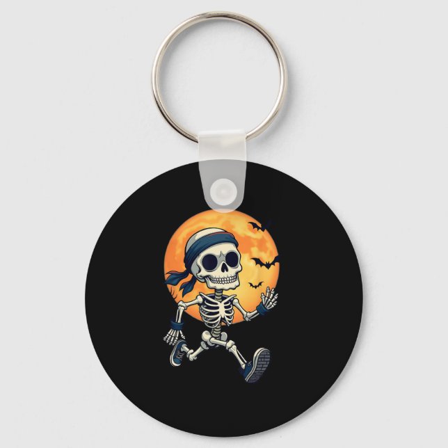 Running Skeleton Funny Halloween Costume Men Women Key Ring (Front)