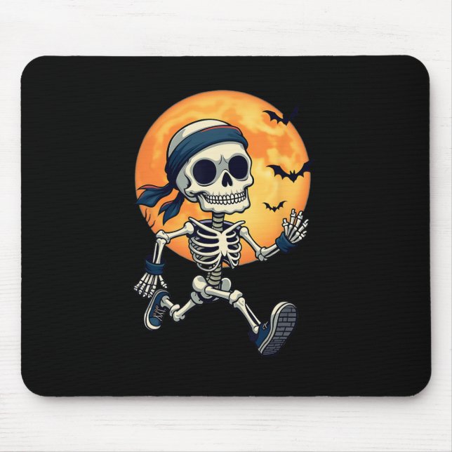 Running Skeleton Funny Halloween Costume Men Women Mouse Mat (Front)