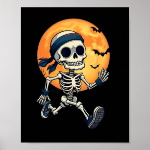 Running Skeleton Funny Halloween Costume Men Women Poster
