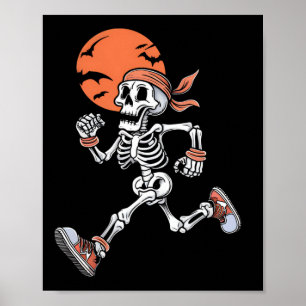 Running Skeleton Funny Halloween Costume Men Women Poster