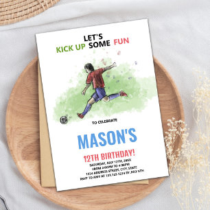 Running Soccer Birthday Invitations