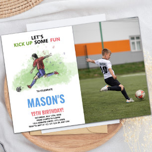 Running Soccer Birthday Invitations with photo