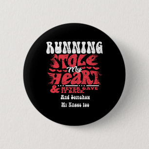Running Stole My Heart ~ Funny Valentines Day 6 Cm Round Badge