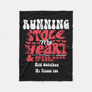 Running Stole My Heart ~ Funny Valentines Day  Fleece Blanket
