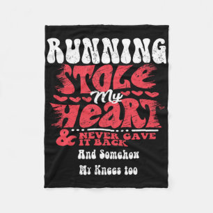 Running Stole My Heart ~ Funny Valentines Day  Fleece Blanket