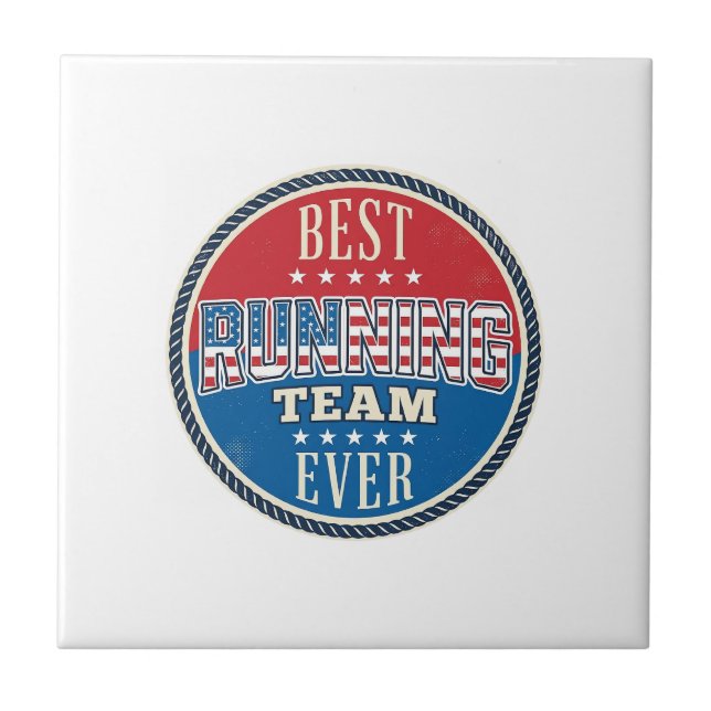 Running Team Patriotic Vintage Badge Design_1 Tile (Front)