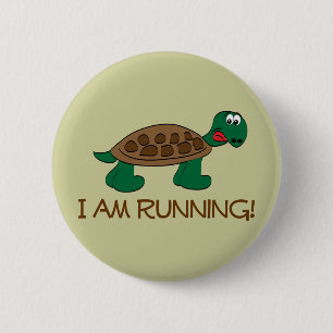Running Tortoise 6 Cm Round Badge
