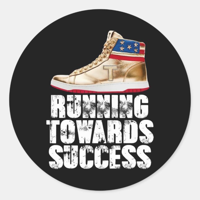 Running Towards Success Trump Sneakers Republican  Classic Round Sticker (Front)