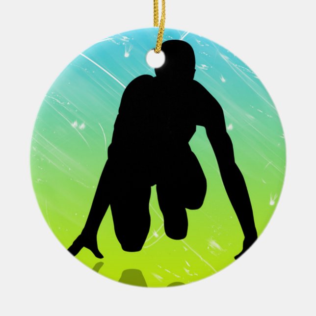 Running - Track And Field Ceramic Tree Decoration (Front)