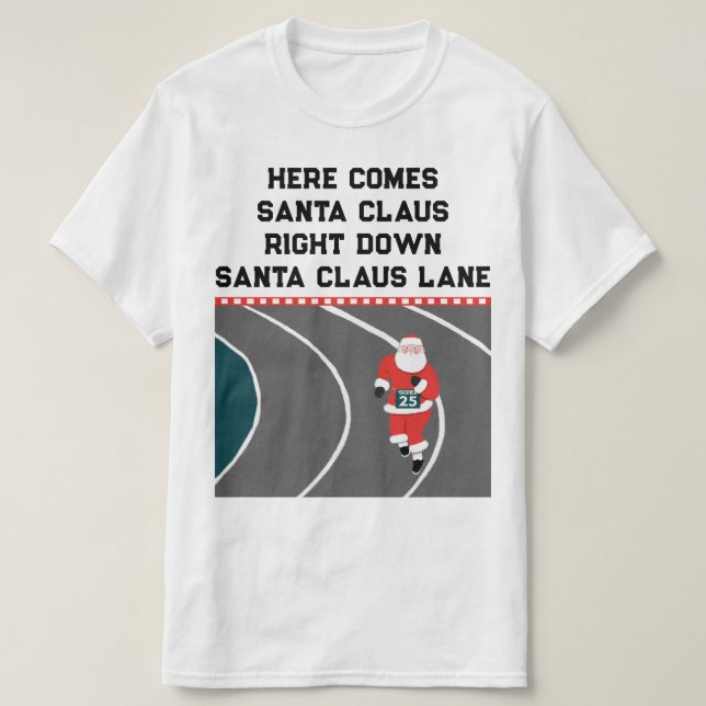 Running Track and Field Christmas T-Shirt (Design Front)
