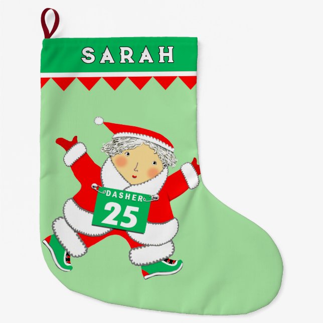 Running Track and Field Large Christmas Stocking (Front)