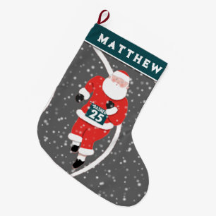 Running Track and Field Large Christmas Stocking