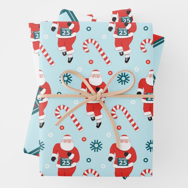 Running Track Holiday Gift Wrapping Paper Sheet (In situ)