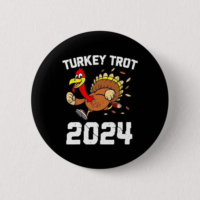 Running Turkey Trot Thanksgiving 2024 For Boys Gir 6 Cm Round Badge (Front)