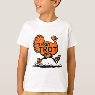 Running Turkey Trot Thanksgiving For Boys Girls Ki T-Shirt