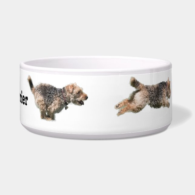 Running Welsh Terrier Dog Bowl (Right)
