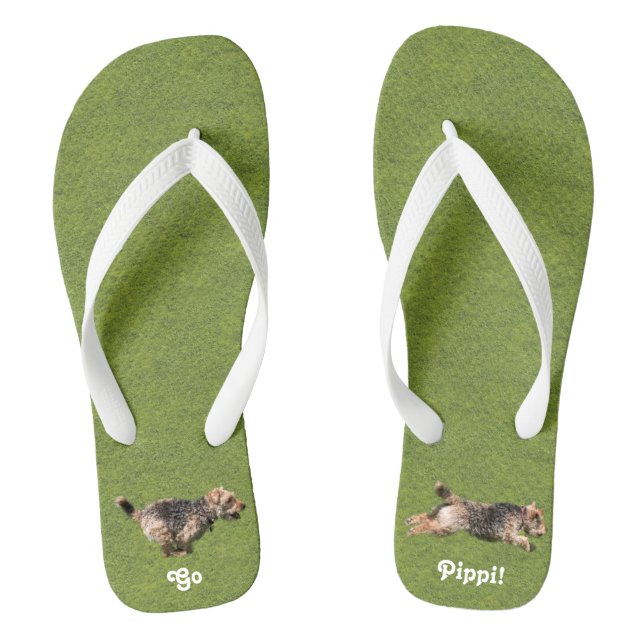 Running Welsh Terrier Flip Flops (Footbed)