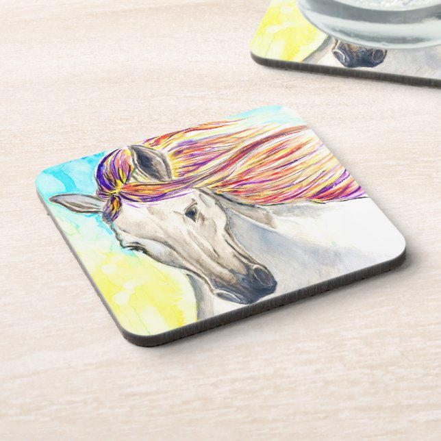 Running White Horse Coaster - Painting (Left Side)