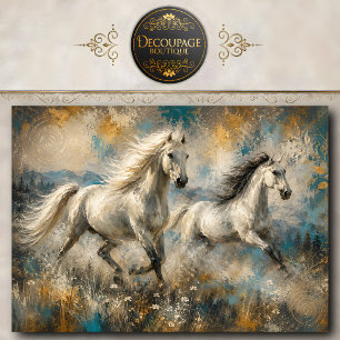 Running White Horses Painting Tissue Paper
