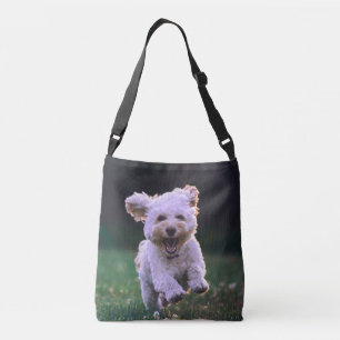 Running White Poodle Cute Dog Crossbody Bag