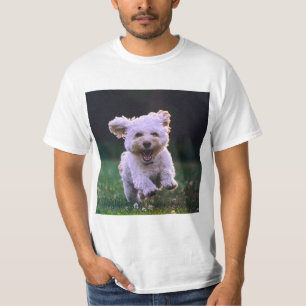 Running White Poodle Cute Dog T-Shirt
