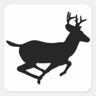 Running White Tail Deer Logo Square Sticker